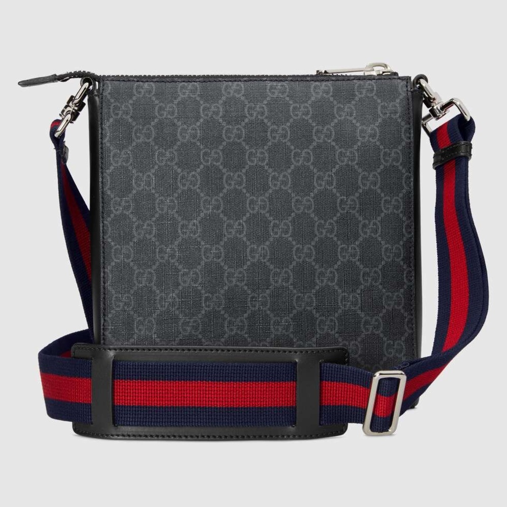 Gucci Gray Messenger Bag with Red and Blue Strap